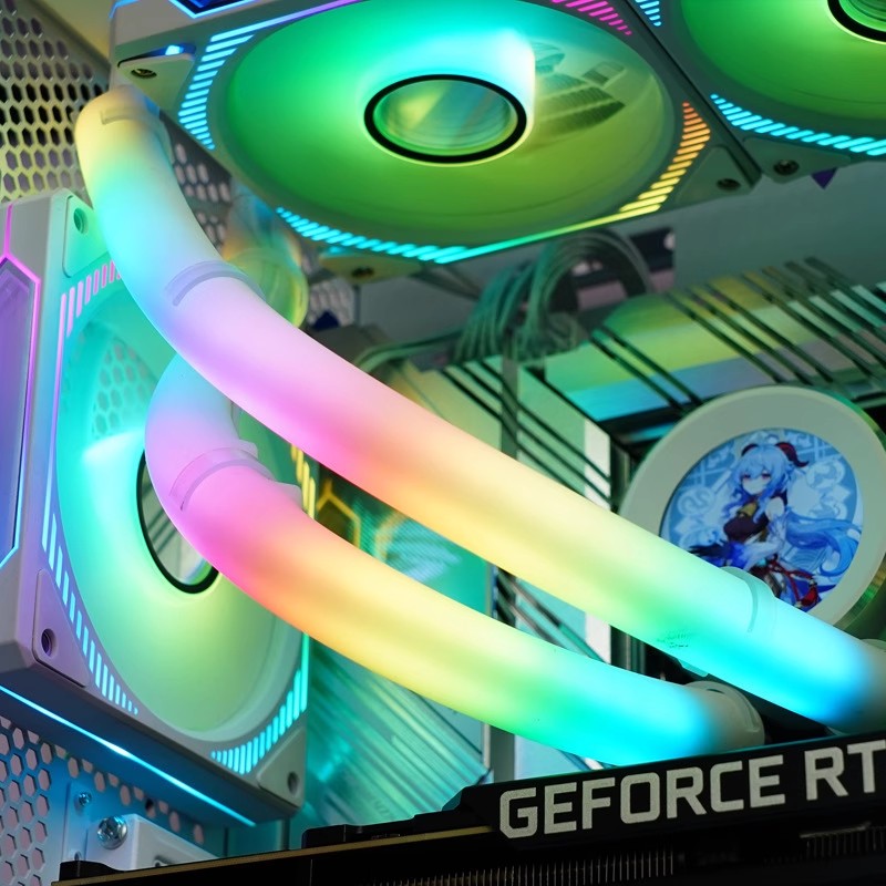 JUMPEAK Flexible 5V ARGB LED Tube néon bande lumineuse housse pour PC de jeu 120 240 360 AIO CPU eau liquide refroidisseur Modding