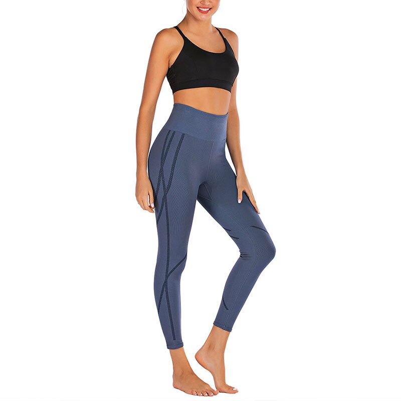 Hete Vrouwen Leggings Gym Sportkleding Yoga Broek Running Hoge Waisted Broek Snel Droog Vrouwen Trainingspak Effen Yoga Set Patchwork: Blue / L