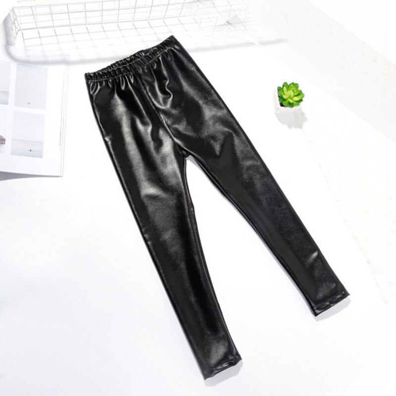 2 3 4 5 6 7 8 9Y kids baby girls autumn winter thickne warm solid pants children Pencil pants girl Skinny leather pant: normal / 3-4Y