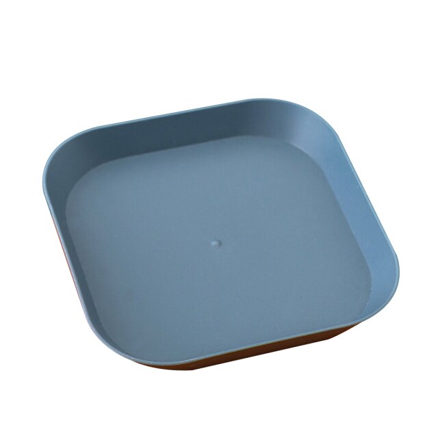 5PCS Square Plastic Plates for Kids and Toddlers Unbreakable Reusable Dinner Plate Serving Dish for Salad Snack Pasta: Blue