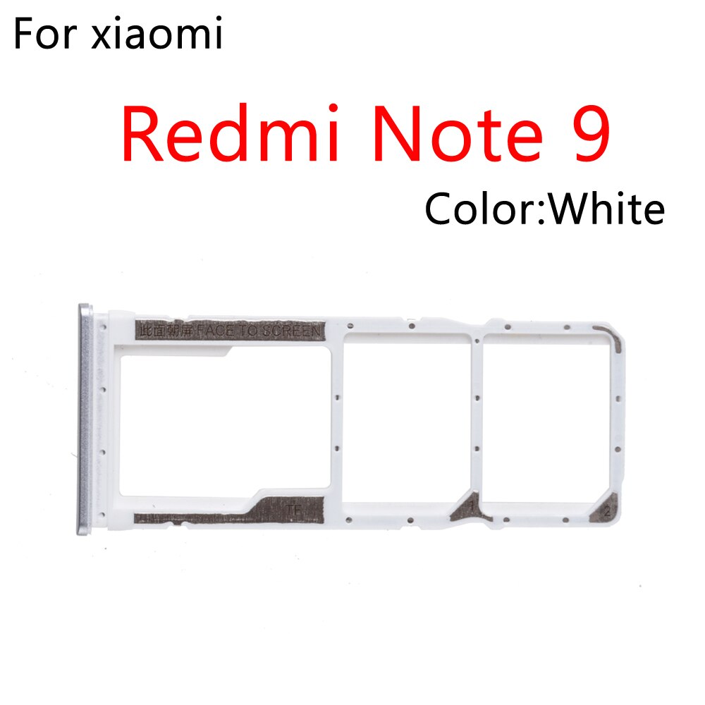 Sim Tray Holder For Xiaomi Redmi Note 9 Note9 SIM Card Tray Slot Holder Adapter Socket: Redmi Note 9 White