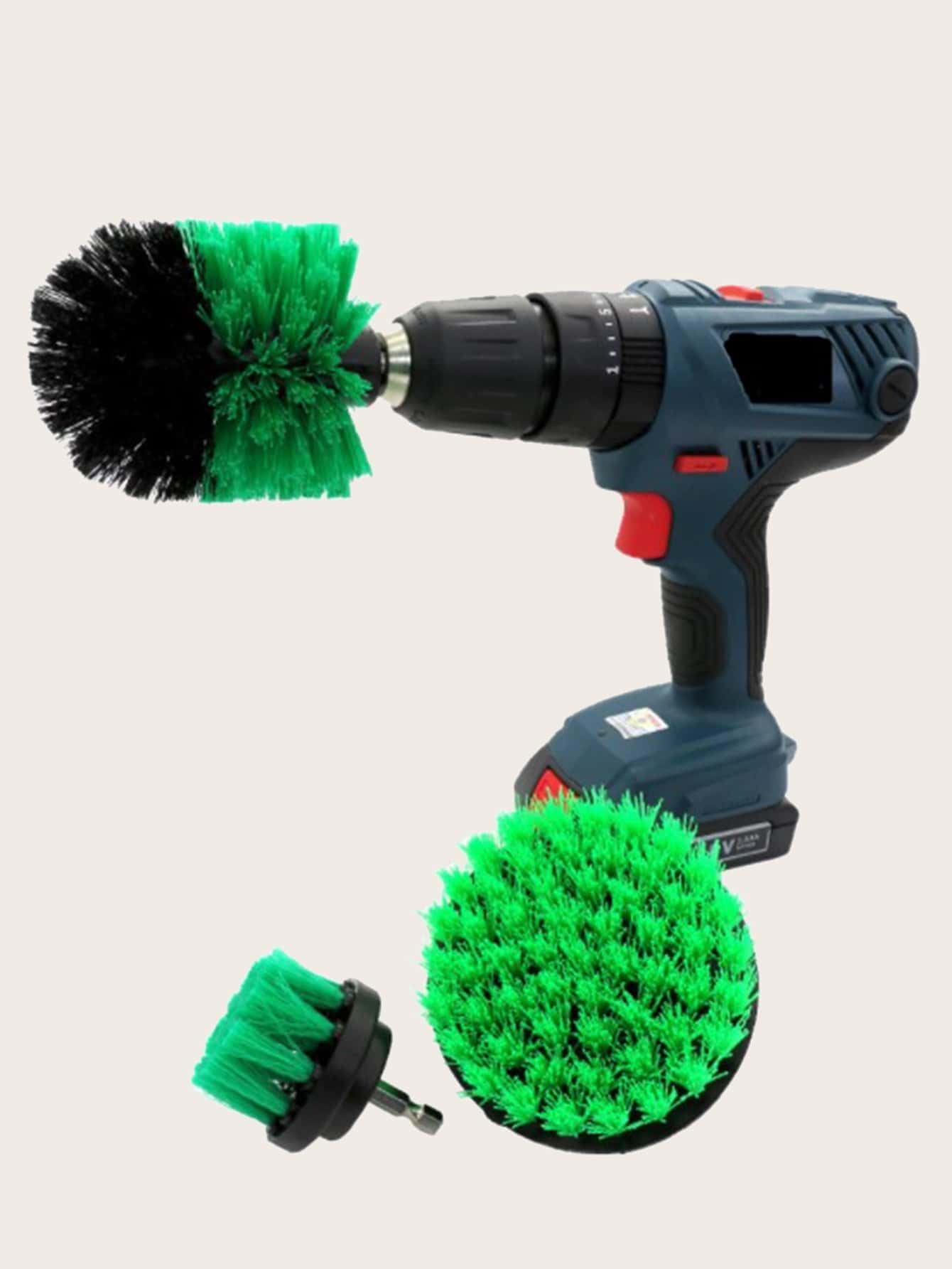 3Pcs/Set Electric Scrubber Brush Drill Brush Kit Plastic Round Cleaning Brush For Carpet Glass Car Tires Nylon Brushes: green