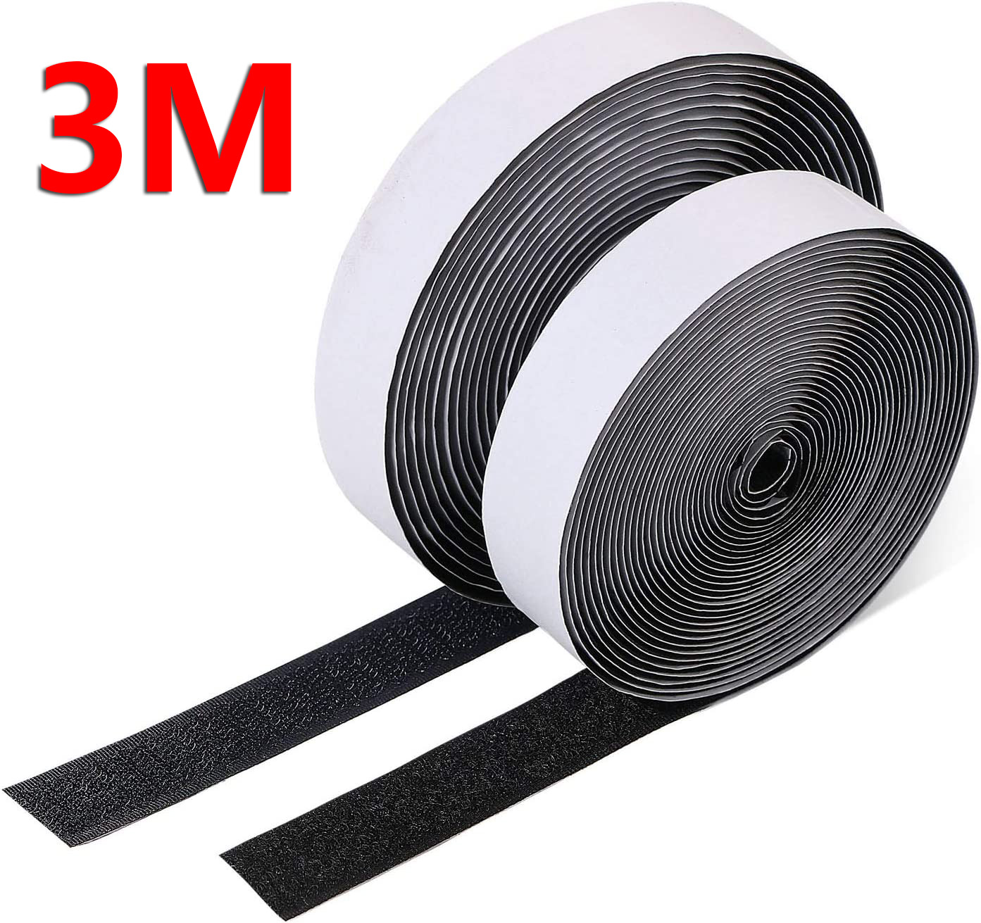 Hook & Loop Tape20-50mm Wide, Magic Sticker Tape, Double Sided Self Adhesive Tape For Picture Frames, Mosquito Nets, Carpets, DI: 15mm / Black Nickel