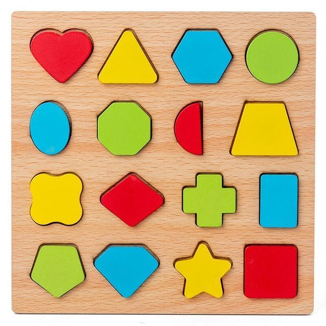 Montessori Educational Wooden Toys Children Busy Board Shape Color Math Matching Puzzle Magnetic Fishing Counting Toys: Shape Puzzle