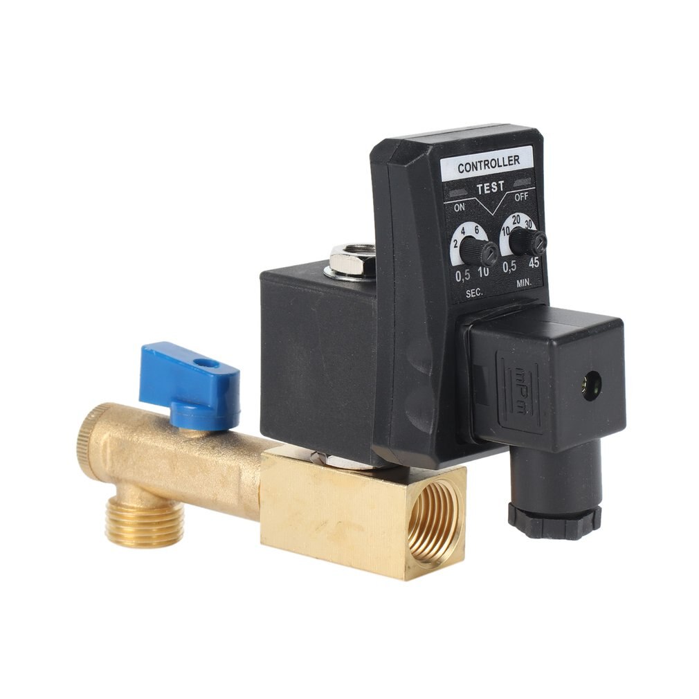 Electronic Drain Valve Timed Gas Tank Automatic Drain Valve 1/2" Port AC 220V 2-way Brass Valve for Air Compressor