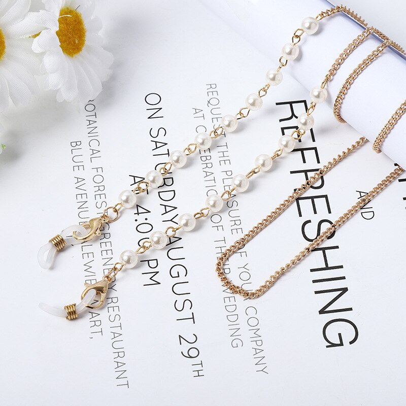 Crystal Beaded Glasses Chain Metal Sunglasses Lanyards Strap Cord Holder Eyeglasses Anti-lost Rope Eyewear Accessories