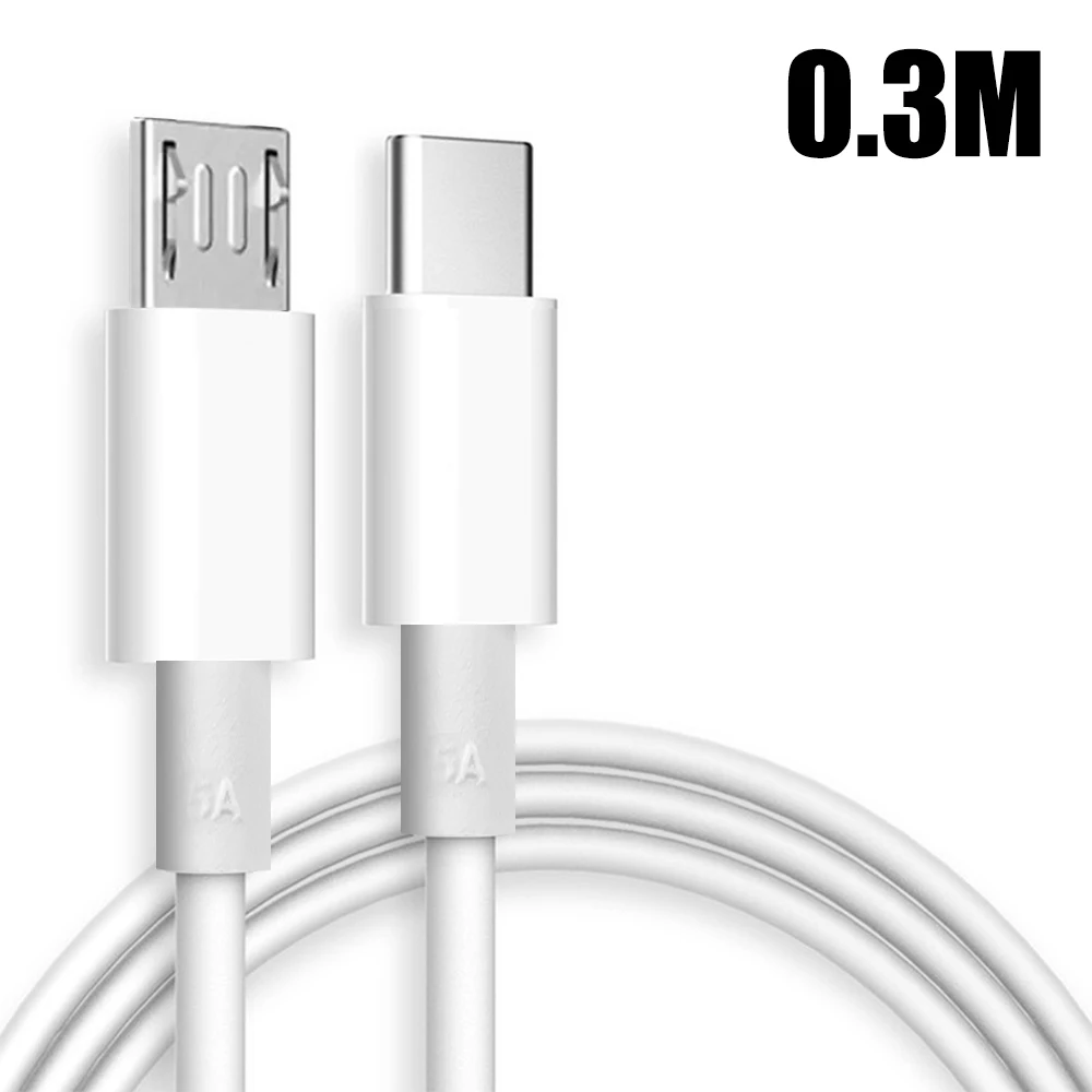 Universal Micro USB To USB C Cable Quick Charging Mobile Phone Wire USB-C Male To Micro-B Male Converter Data Cord Cables: Beige