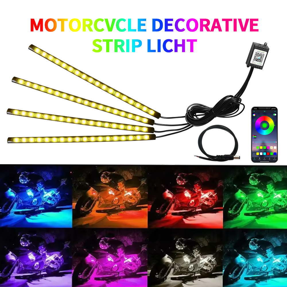 Motocyklowe doprowadziło Lampy Dekoracyjne Podświetlenie Podwozia RGB Wodoodporne Sterowanie Aplikacją Pilotem robić ATV UTV Motocykla Światło Atmosferyczne