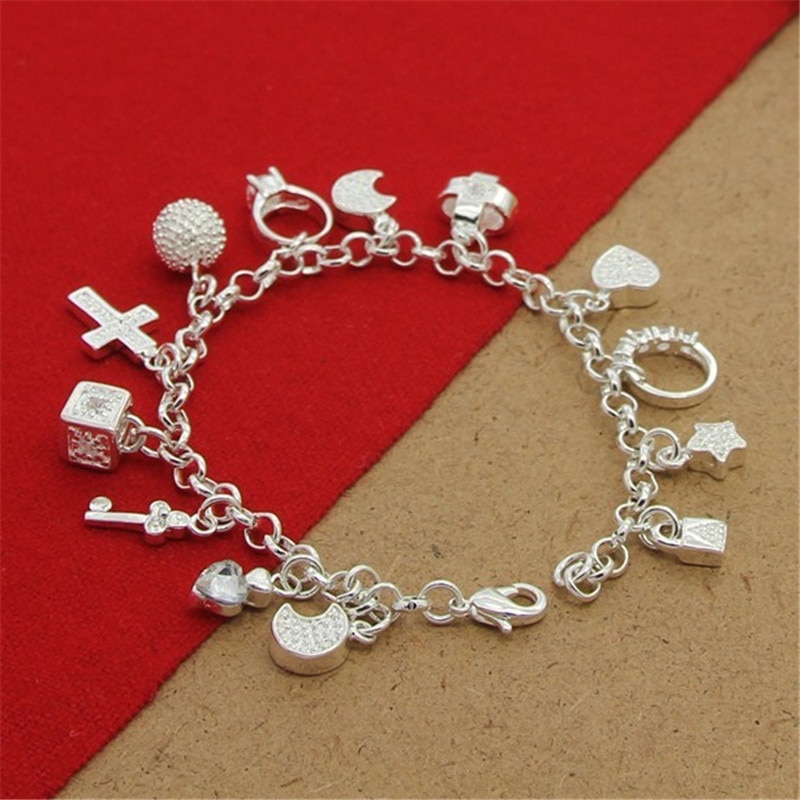 925 Sterling Zilveren Armband Met Meerdere Hanger Zirkoon Armbanden Voor Vrouwen Party Charm Jewelry