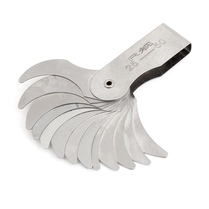 R25-50mm External Internal Measure Metal Radius Gauge Silver: Default Title