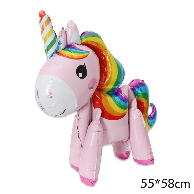 3D dessin animé en aluminium rose licorne feuille ballon enfants fête d'anniversaire décoration ballon bébé douche fournitures garçon fille jouet