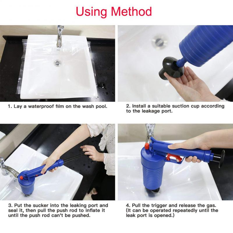 Clogging Machine Air Blowdown Spray Gun High Pressure Powerful Manual Plunger Tube Toilet Sink Bathtub Kitchen Cleaner