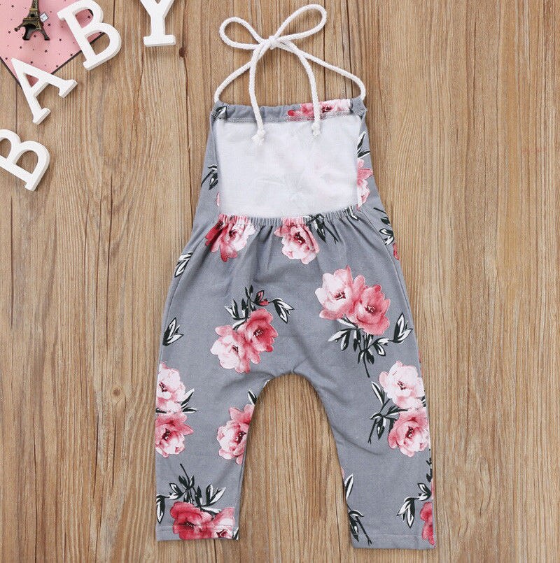 Mærke ærmeløs småbørn spædbarn barn børn baby børn pige blomst grime romper jumpsuit playsuit strop tøj 6m-6t