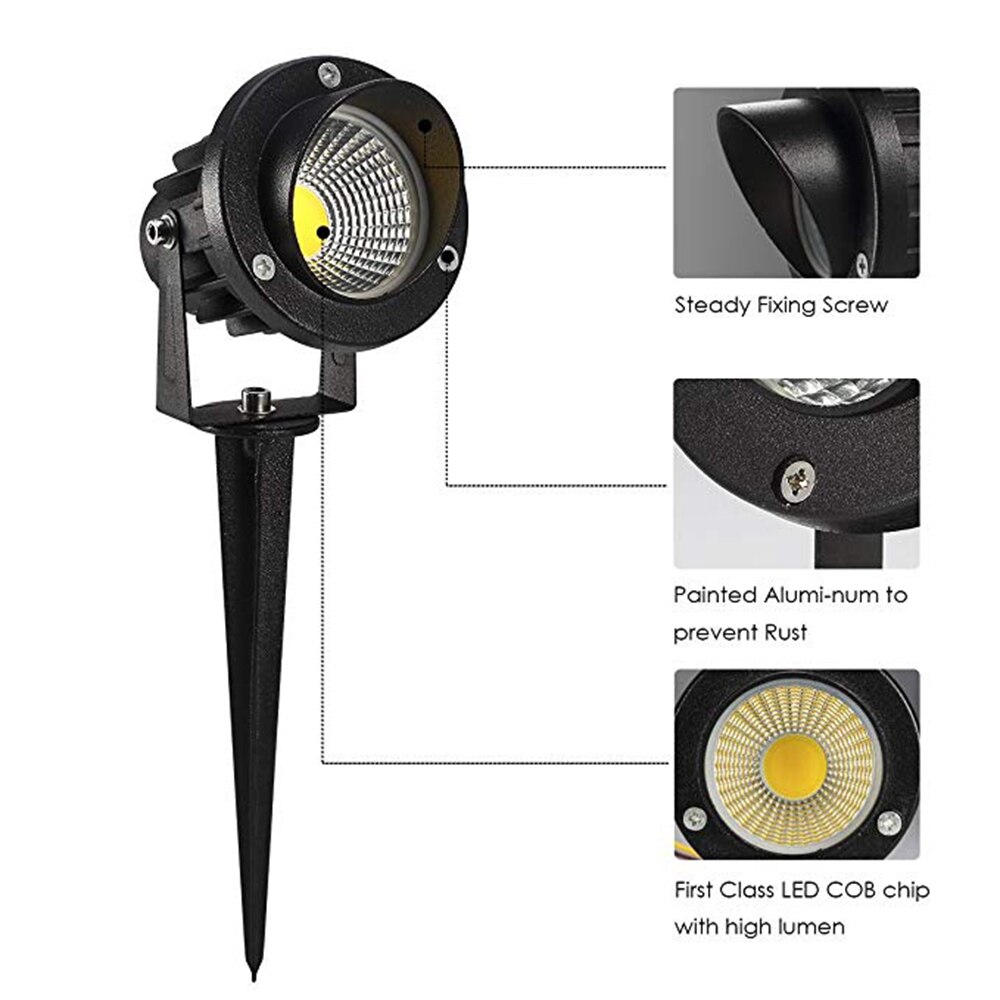 Landscape Lights 10W Waterproof LED Garden Spotlights RGB COB Chip Outdoor Lawn Patio Pathway Spotlight AC85-265V/ AC/DC12V