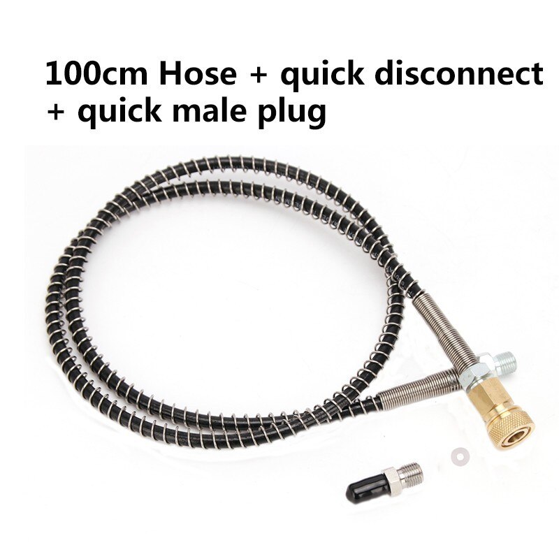 M10x1 Draad 100 Cm Nylon Slang Hoge Druk Slang Gewikkeld Met Rvs Lente En Quick Connectors Voor Air Bijvullen: 100cm hose 1QD1plug