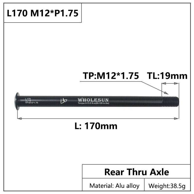 Bicycle Thru Axle Bike Quick Release Road Bike Hubs Tube Shaft Skewers Front Rear Axle 122/167/170/174/185mm M12 P1.75 P1.5 Axle: L170 M12x1.75