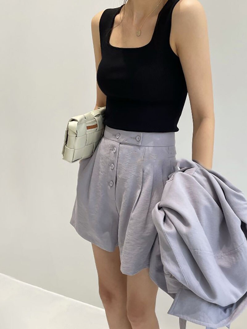 Hochwertiges, schickes Basic-T-Shirt mit U-Ausschnitt für Höhle Sommer, weiß gestricktes Damen-Tanktop, sexy ärmelloses T-Shirt, Jahrgang-oben, lässiges Ernte-oben-T-Shirt