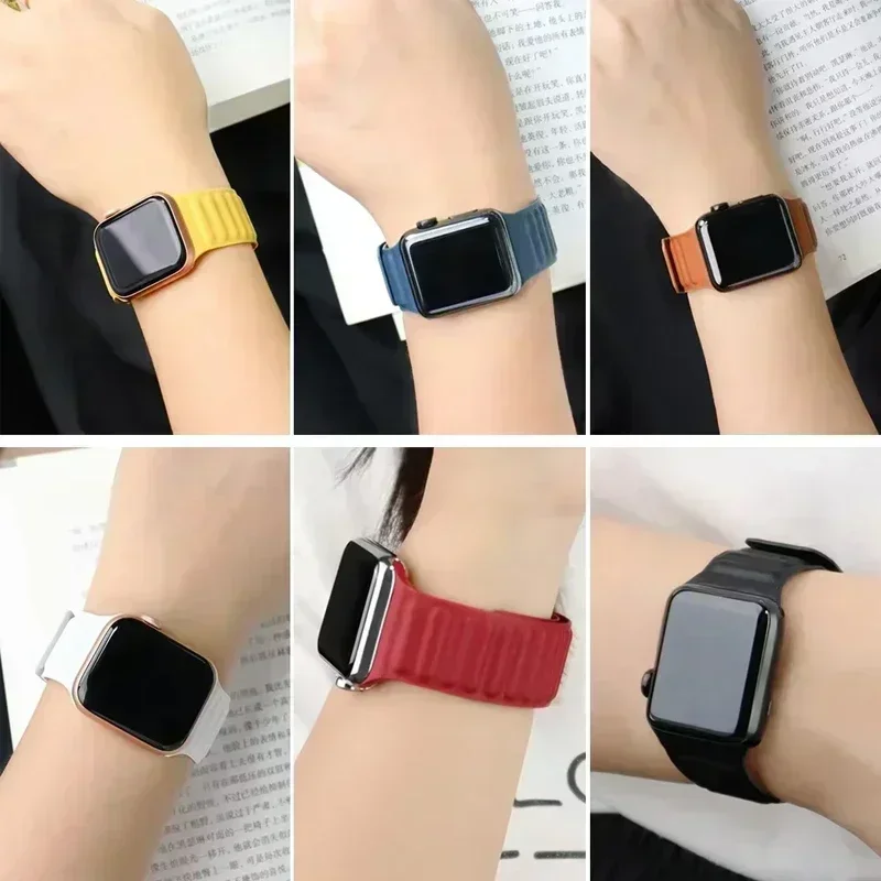 officiële website lederen band voor Apple Watch Band 45 mm 46 mm 42 mm 44 mm 40 mm magnetische lus link armband iWatch 49 mm 10 9 8 7 6