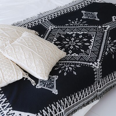 American adult Knitted Throw Blanket white black geometry blanket throw Home Cover travel bed sofa Use FG1097