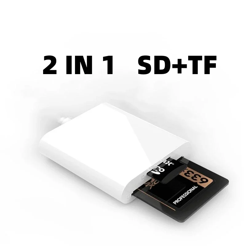 Iluminación USB 2 en 1 a lector de tarjetas SD TF para Apple iPhone 14 13 12 Pro Max 3,0 adaptador OTG convertidor de datos de fotografía de cámara: Verde