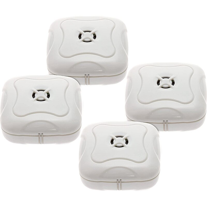 Paquete de 4 detectores de fugas de agua-95 Db Sensor de alarma de detección de inundación para baños, sótanos y cocinas (blanco): Default Title