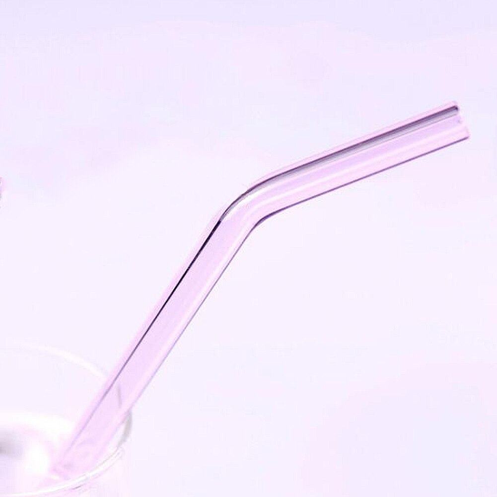 Reusable Glass Straws Colorful Clear Drinking Straws Wedding Birthday Party Drinking Straw Straight Bent Shape Portable Straws: Pink