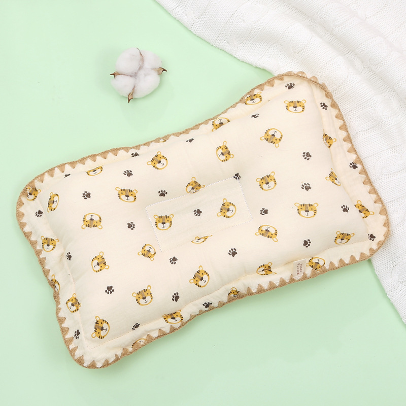 Cartoon Baby Newborn Pillow Breathable Pillow Soft Cotton Toddler Bed Pillow for Sleeping Bassinet Bedding: Blue