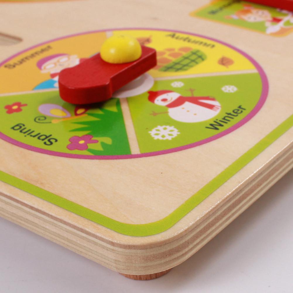Cute Cartoon Calendar Clock Puzzle Wooden Board Educational Wooden Round Toys