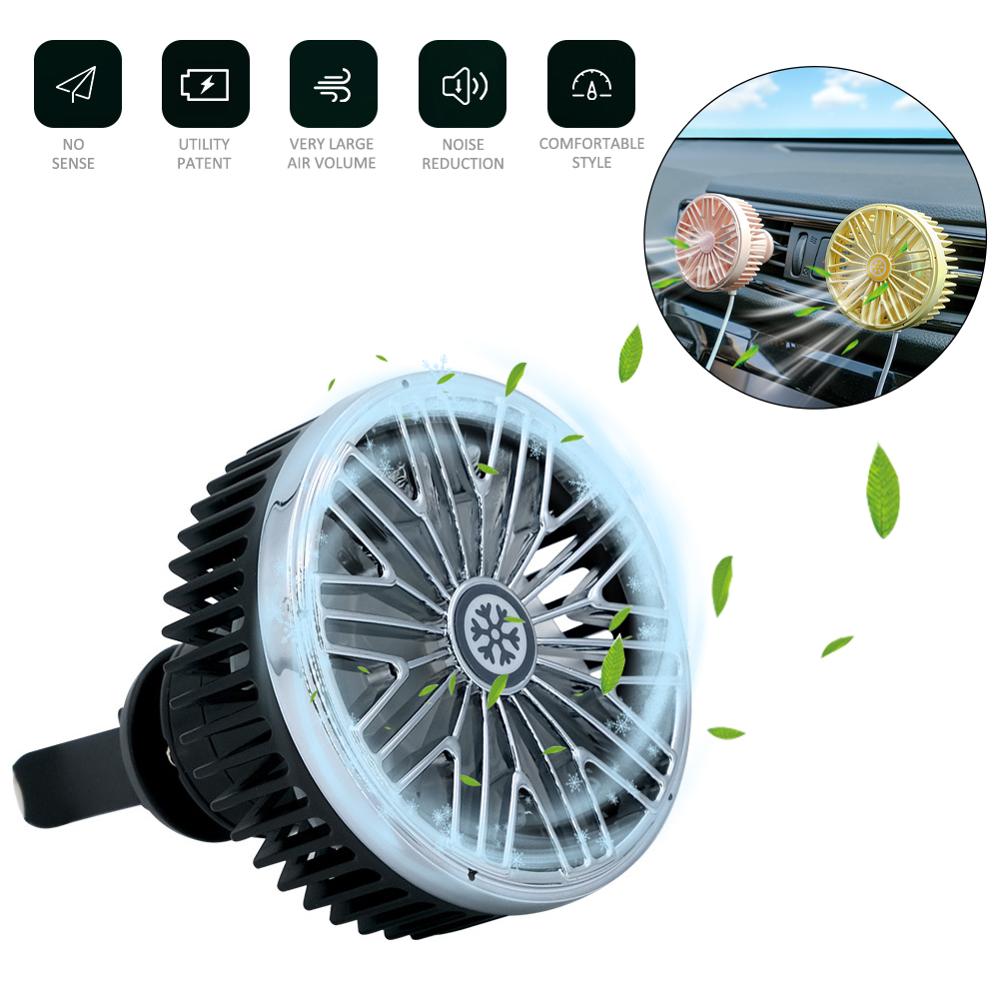 Car Outlet Fan 360 Degree Rotating Car Air Vent Fan Car Cooling Accessories Swing Fan Car Interior Accessories Auto Backseat Fan: Black