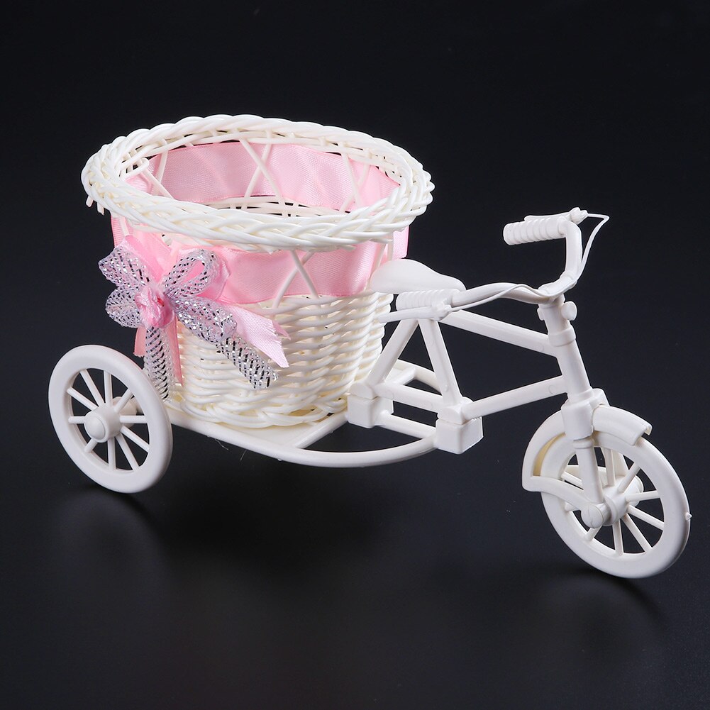 Moderne rattan trehjulet cykel kurv have bryllupsfest kontor bord vase opbevaring boligindretning soveværelse vase blomsterdekorationsværktøj: 7