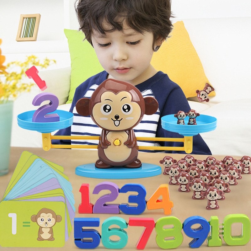 Singe Balance numérique Balance jouet apprentissage précoce équilibre enfants illumination numérique Addition et soustraction mathématiques échelles jouets