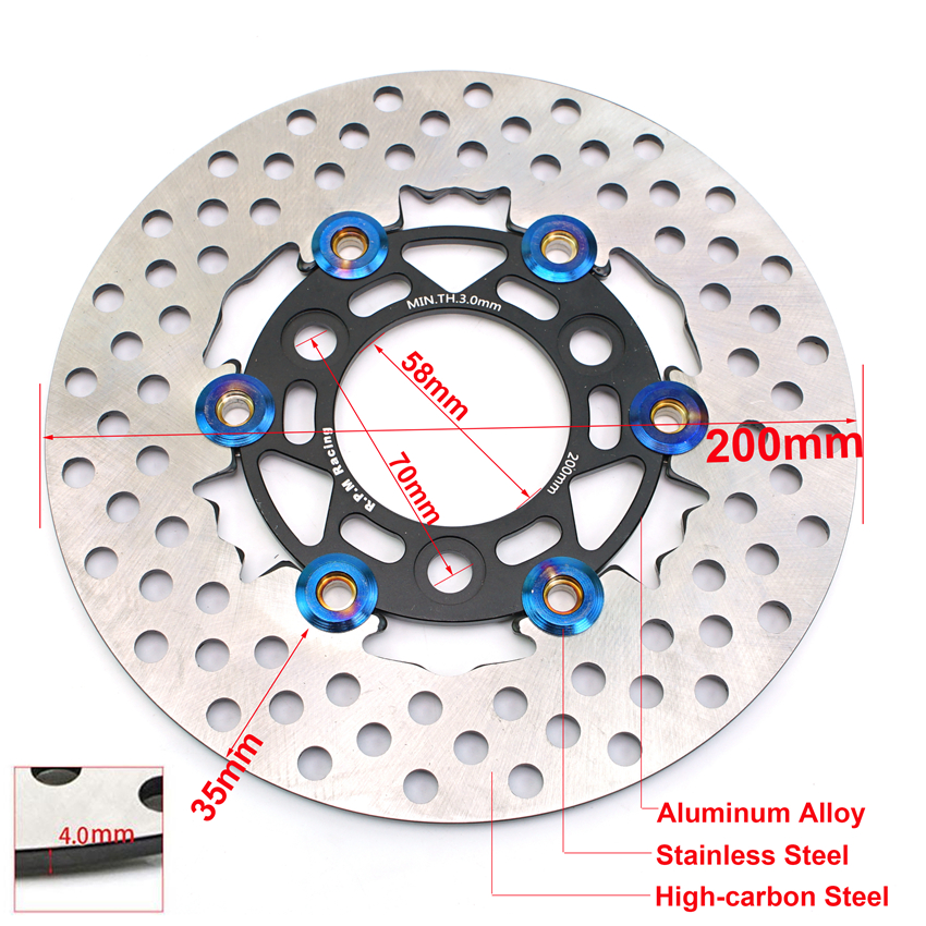 Étrier de frein à disque de moto, étrier RPM, lancement de 82mm, universel, 200mm, 220mm, Rotor flottant à disque avec support adaptateur: Rose