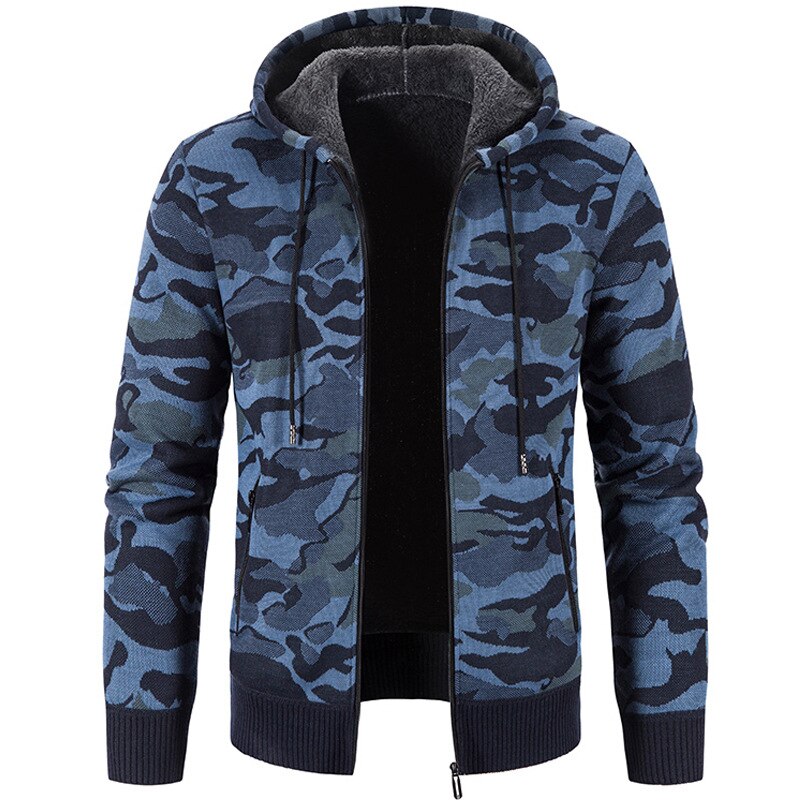 Męskie bluzy z dzianiny na co dzień z kieszeniami na zamek błyskawiczny z długim rękawem bluza polarowa zimowe ocieplenie luźna odzież HB88: XL / Niebieski
