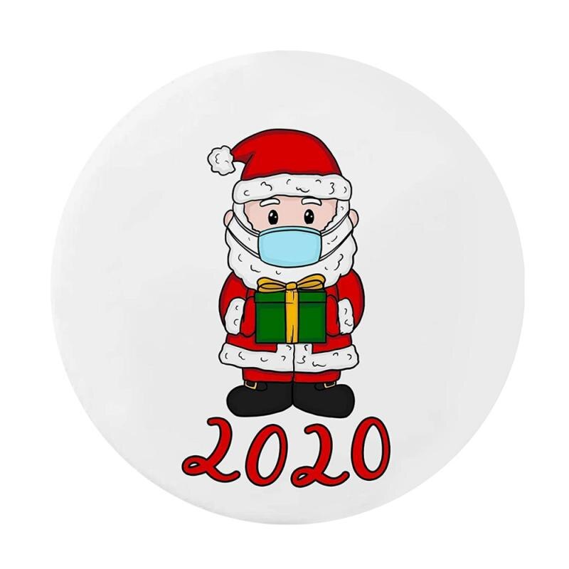 Large Christmas Stickers Door Window Christmas Decoration Xmas Santa Cartoon Pattern Round Paper Sticker Happy Year: 07