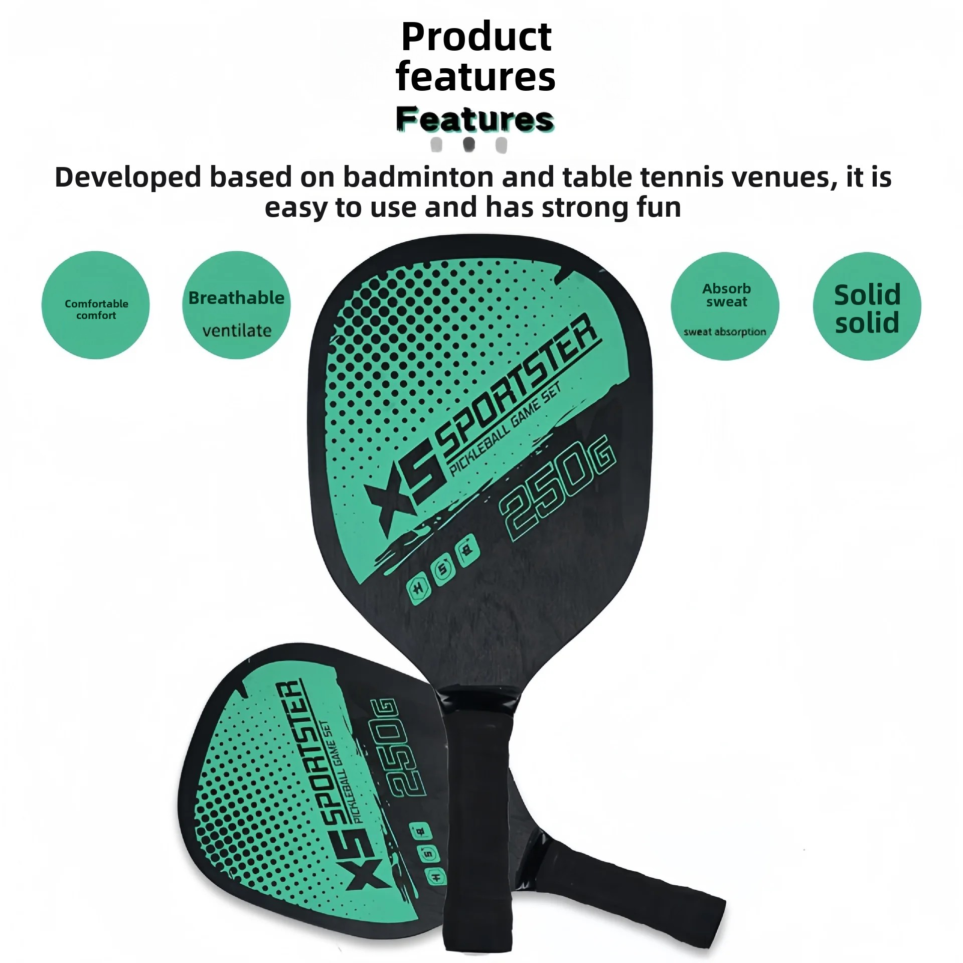 Padelschläger-Strandset aus Holz mit Ball, Outdoor-Sport, Fitnessgeräte, Kombination aus Badmintonschläger aus dem Festland China