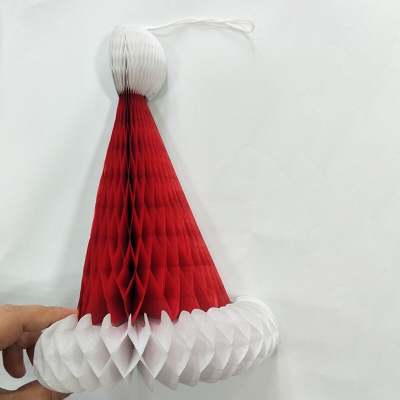 3pcs Merry Christmas Decoration Paper Christmas Santa Claus Hats Window Hanging Ornaments Xmas Party Christmas Decorations