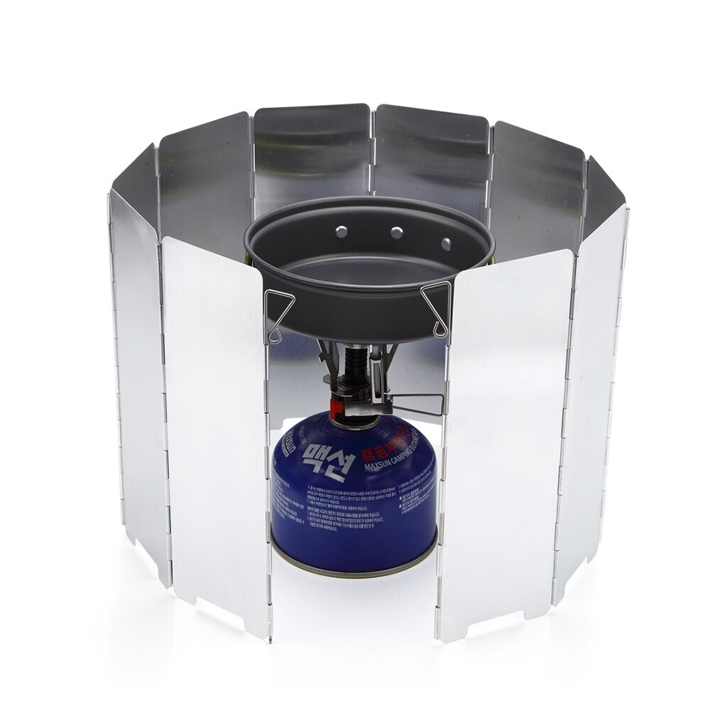 8-16 Platen Outdoor Gasfornuis Wind Shield Opvouwbare Camping Koken Brander Winddicht Scherm Aluminium Picknick Kachel