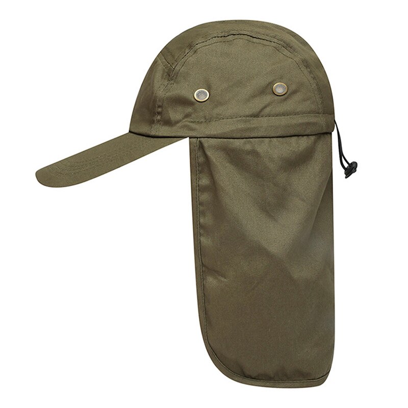 Udendørs unisex vandrekasketter hurtigtørrende solskærmshætte hat solbeskyttelse med øre-halsklap til vandre-ridehuer: Militærgrøn