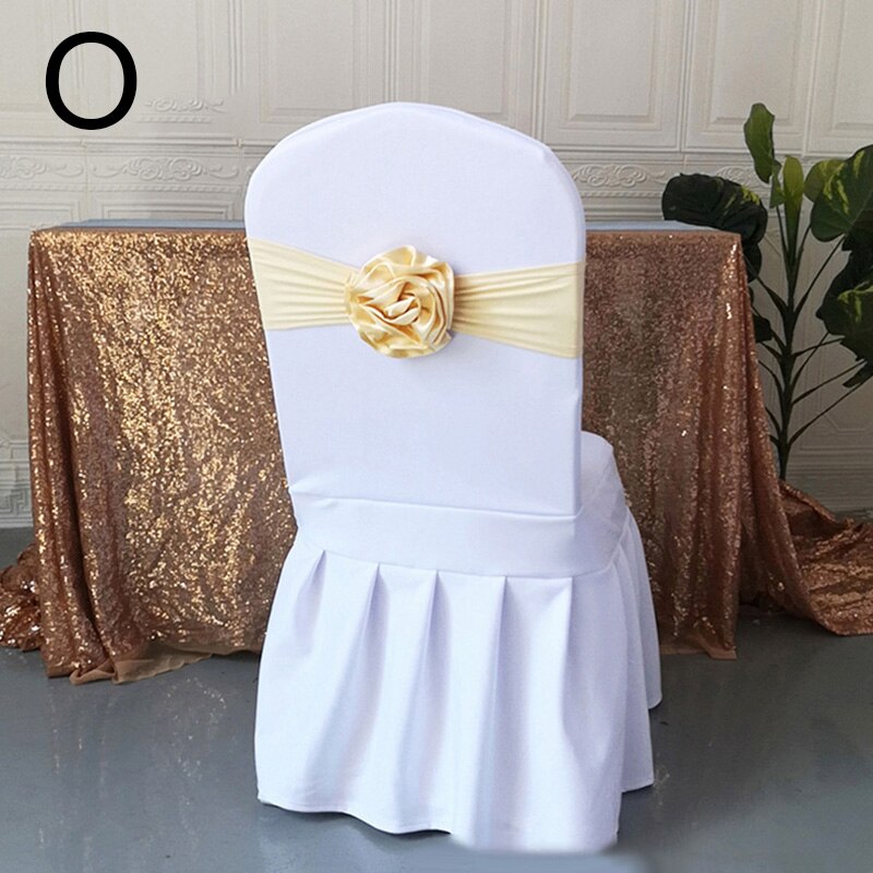 Elastische Polyester Stoel Band Bow Sash Stretch Stoel Sjerp Band Met Grote Bloem Voor Banket Hotel Bruiloft Verjaardag Party Decoratio: O