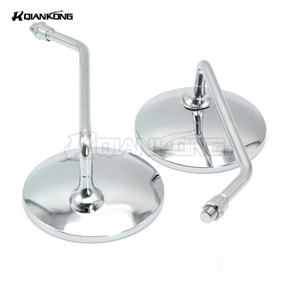 1 paar 8 MM & 10 MM Motorfiets Side Stuur Spiegels Ronde motorrijwiel scooter Spiegels Chrome voor Kawasaki suzuki bmw