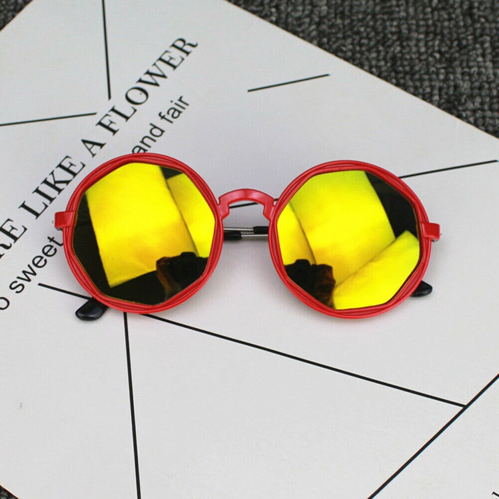 Retro Kids Zonnebril Mode Jongens Meisjes Ronde Goggle Kleurrijke Zonnebril Frame Brillen voor Kinderen Nieuw Speelgoed: Red Reflective