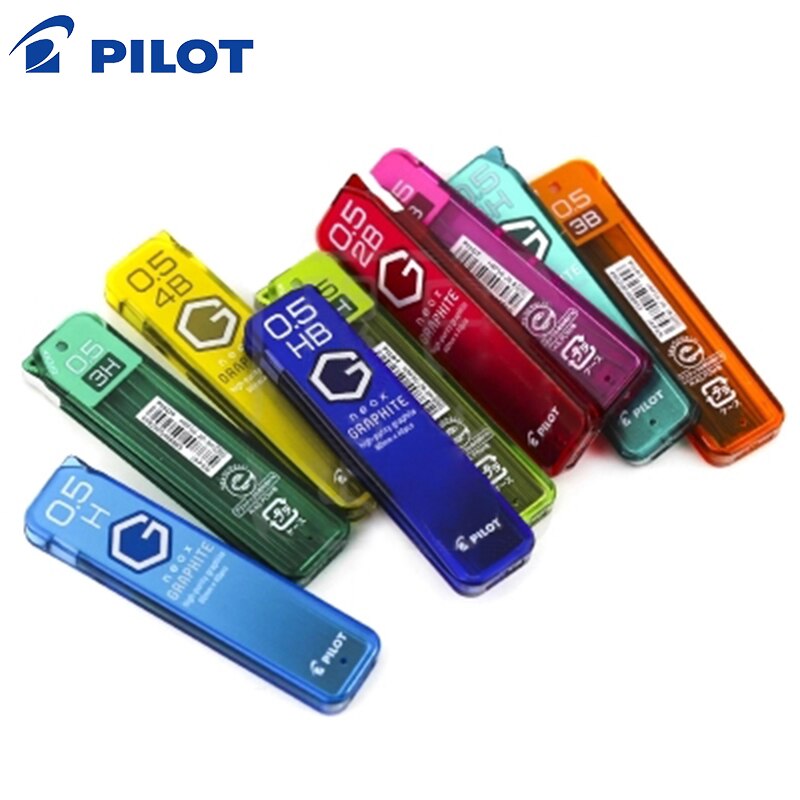 Lote de 4 tubos Pilot Neox de grafito de alta pureza de plomo-0,5mm 4H/3H/2 H/H/HB/B/2B/3B/4B para suministros de escritura de lápiz mecánico