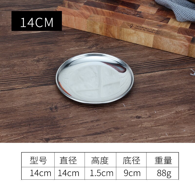 14-34CM Silver Round Food Plate Thicken Stainless Steel Candy Dish Cake Plate Household Kitchen Tableware: Purple 