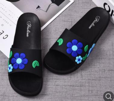 Sommar damer casual sandaler och tofflor plast enkla blommor inomhus hemma skor utomhus strand skor kvinnor: Blå / 39