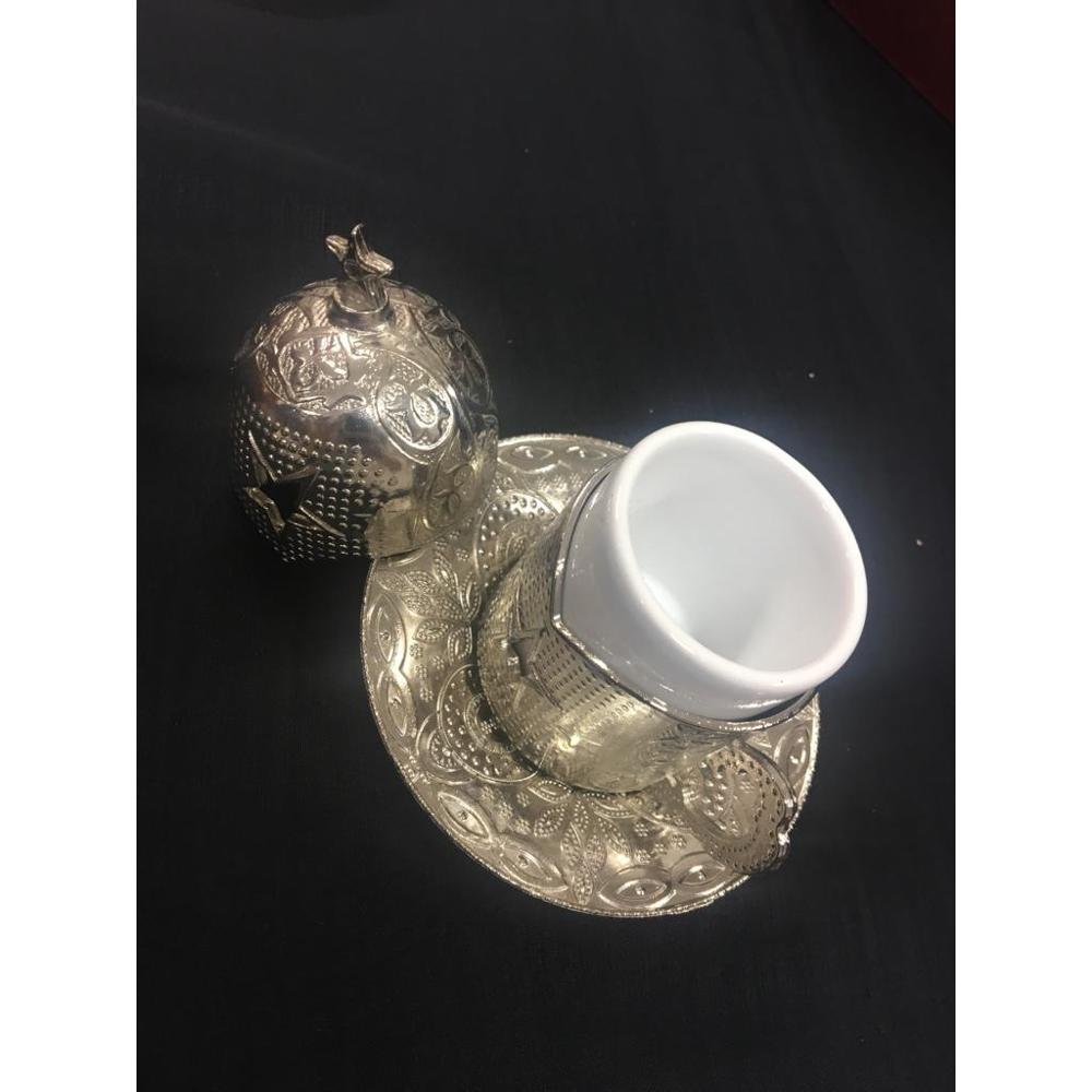 SILVER DOUBLE Turkish COFFEE SET