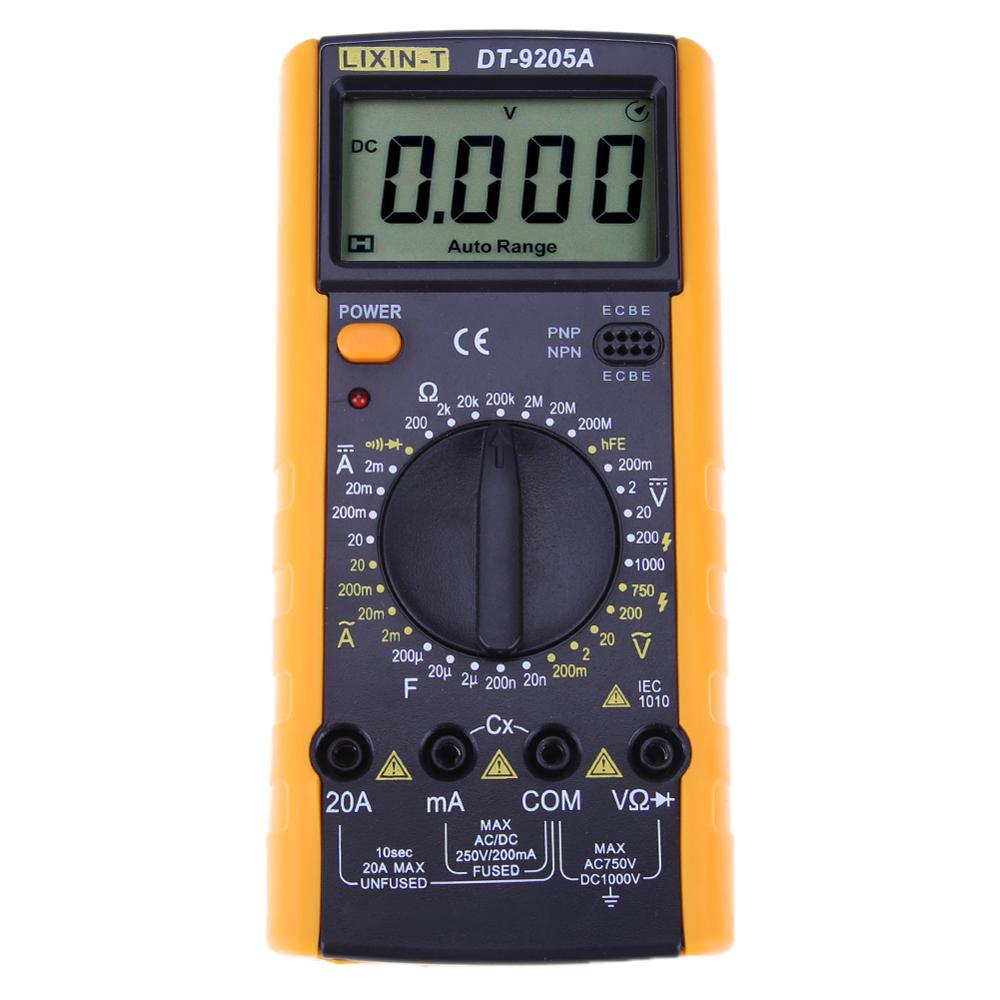 DT9205 LCD Digital Multimeter Voltmeter 1999 Backlight AC/DC Ammeter Voltmeter Ohm Tester Meter Current Capacitance Tester: Yellow