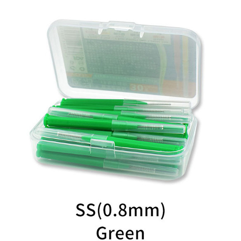 Kit de 30 pièces de pics dentaires Premium, brosses interdentaires portables et bâtons de fil dentaire pour un nettoyage efficace des dents, soins bucco-dentaires: green