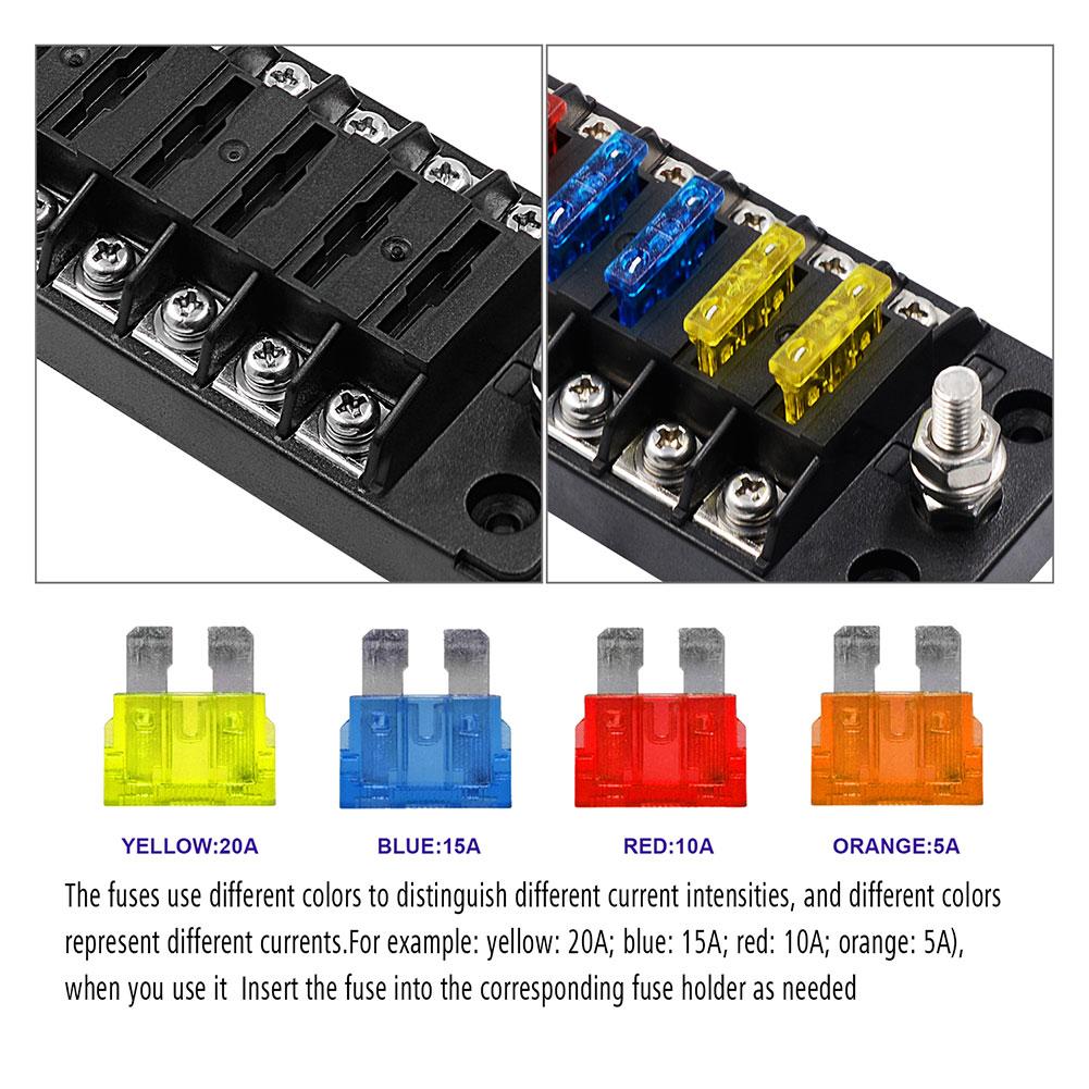 Car Plastic Fuse Box 6 Ways Flame Retardant Fuse Holder With Double Fuses For Auto Car Boat Marine Trike