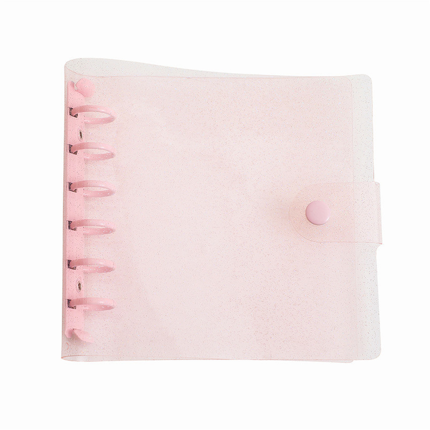 A7 Loose Leaf Postcard Photo Album Glitter Journal Agenda Notebook Planner PVC Binder Idol Card Organizer Book School Stationery: glitter pink 2