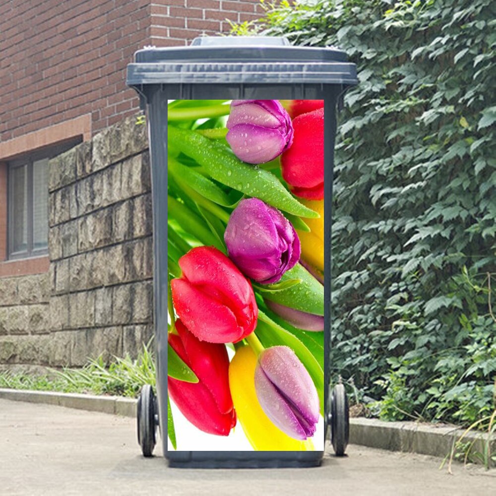 Outdoor Prullenbak Sticker Vinyl Natuurlijke Groene Planten Boeket Zelfklevende Trush Keuken Wheelie Bin Stickers Vuilnisbakken Stickers